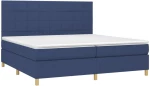 vidaXL Κρεβάτι Boxspring με Στρώμα & LED Μπλε 200x200 εκ. Υφασμάτινο