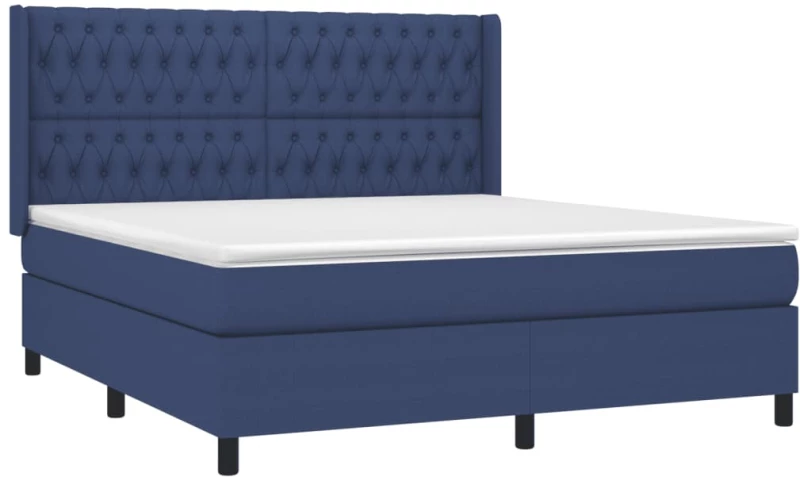 vidaXL Κρεβάτι Boxspring με Στρώμα & LED Μπλε 180x200 εκ. Υφασμάτινο