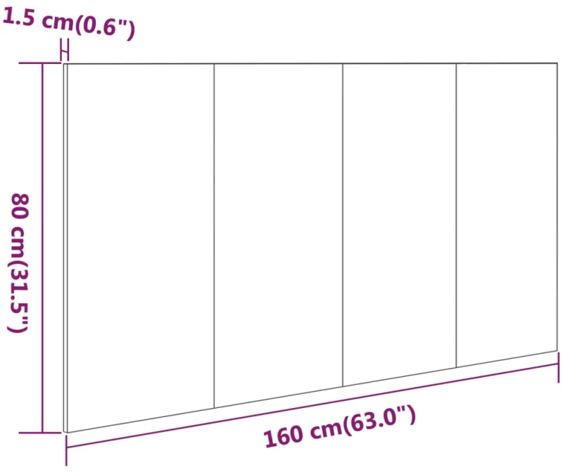 vidaXL Κεφαλάρι Κρεβατιού Sonoma Δρυς 160 x 1,5 x 80 εκ. Επεξεργ. Ξύλο