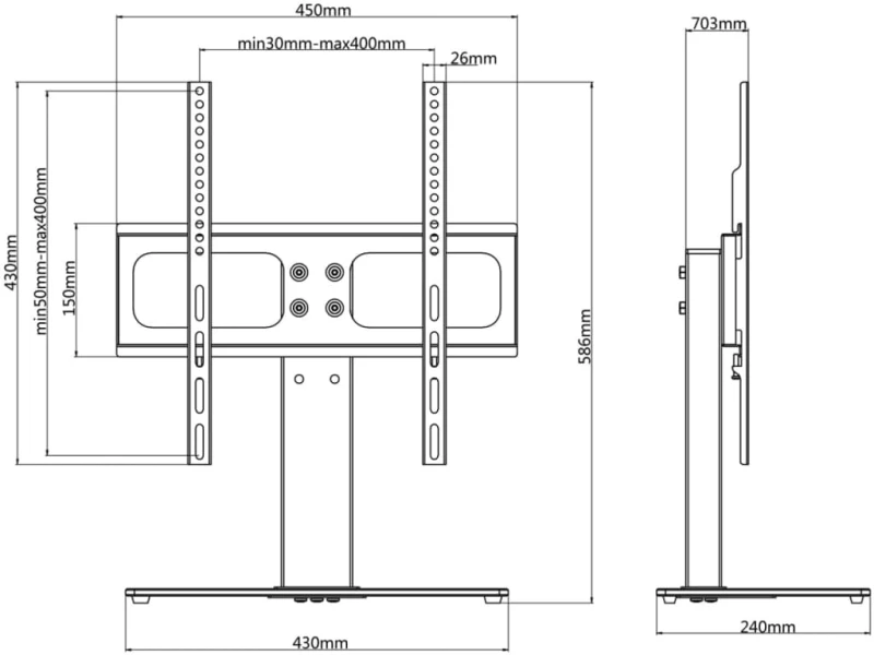 vidaXL Βάση Τηλεόρασης για Οθόνη 26-42 Ιντ. Max VESA 400x400χιλ. 30 κ.