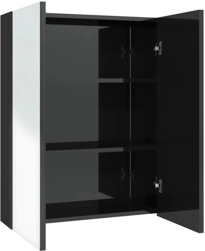 vidaXL Ντουλάπι Μπάνιου με Καθρέφτη 60x15x75 εκ. Λαμπερό Μαύρο από MDF