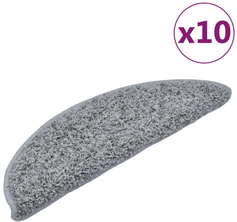 vidaXL Πατάκια Σκάλας 10 τεμ. Γκρι 56 x 17 x 3 εκ.