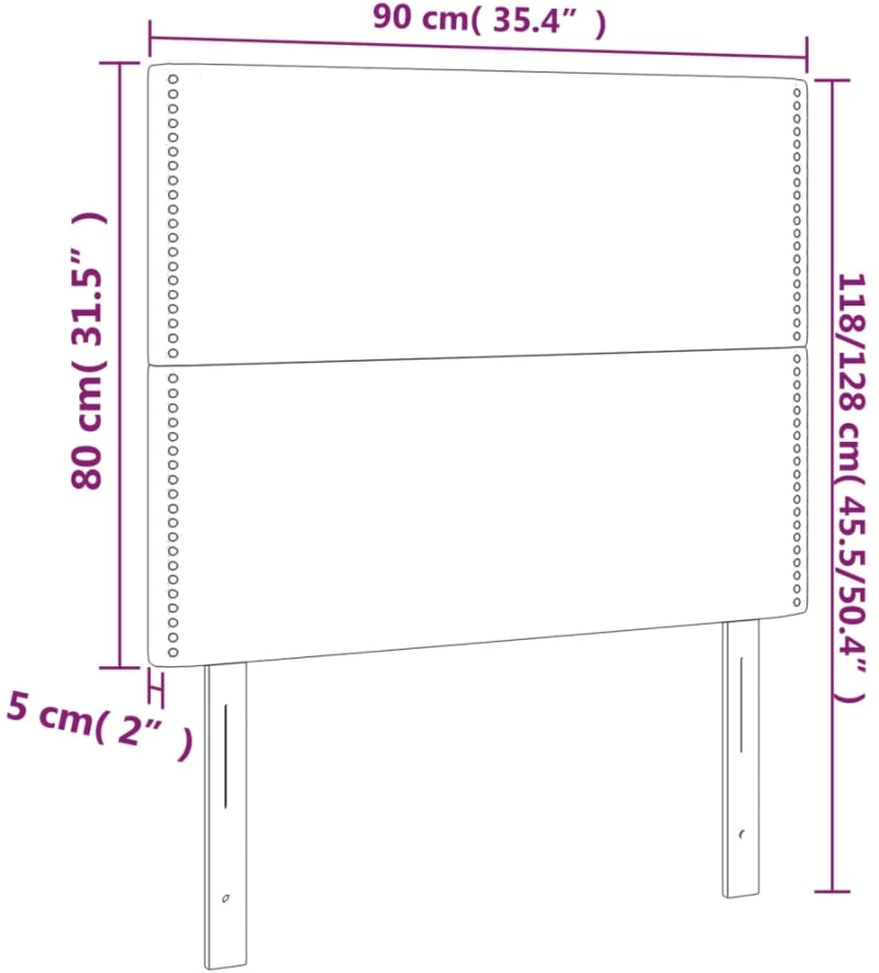 vidaXL Κεφαλάρι Κρεβατιού LED Μαύρο 90x5x118/128 εκ