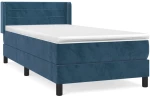 vidaXL Κρεβάτι Boxspring με Στρώμα Σκούρο Μπλε 90x200 εκ. Βελούδινο