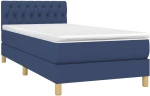 vidaXL Κρεβάτι Boxspring με Στρώμα & LED Μπλε 90x190 εκ. Υφασμάτινο
