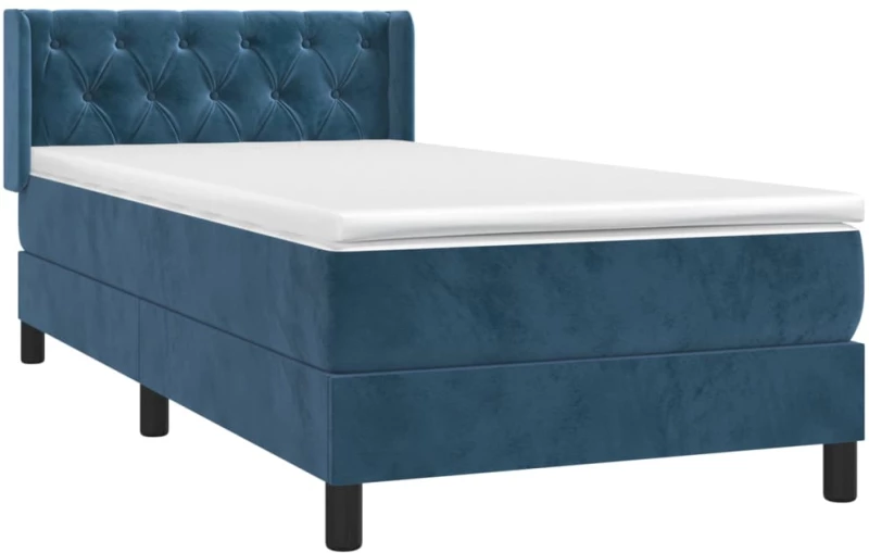 vidaXL Κρεβάτι Boxspring με Στρώμα Σκούρο Μπλε 80 x 200 εκ. Βελούδινο