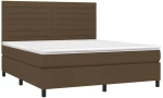 vidaXL Κρεβάτι Boxspring με Στρώμα & LED Σκ.Καφέ 180x200εκ. Υφασμάτινο