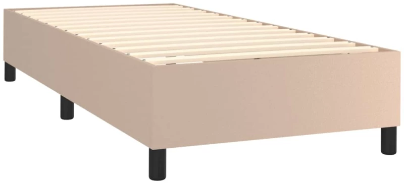 vidaXL Κρεβάτι Boxspring με Στρώμα Καπουτσίνο 90x190εκ.από Συνθ. Δέρμα