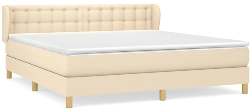 vidaXL Κρεβάτι Boxspring με Στρώμα Κρεμ 160x200 εκ. Υφασμάτινο