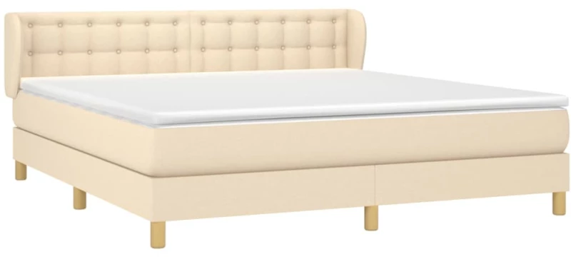 vidaXL Κρεβάτι Boxspring με Στρώμα Κρεμ 160x200 εκ. Υφασμάτινο