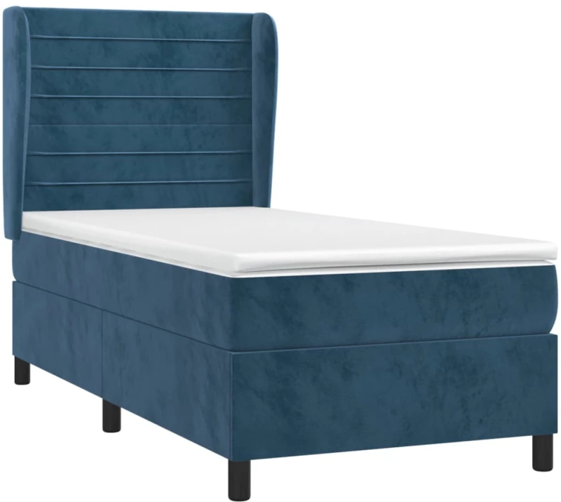 vidaXL Κρεβάτι Boxspring με Στρώμα Σκούρο Μπλε 90x190 εκ. Βελούδινο