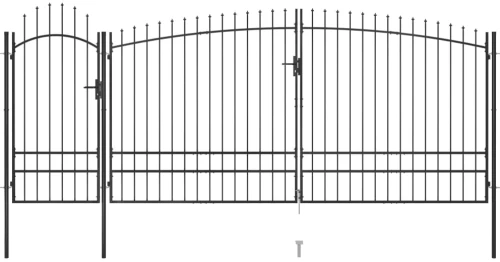 vidaXL Καγκελόπορτα με Λόγχες Μαύρη 5 x 2,45 μ.