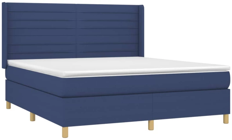 vidaXL Κρεβάτι Boxspring με Στρώμα Μπλε 160x200 εκ. Υφασμάτινο