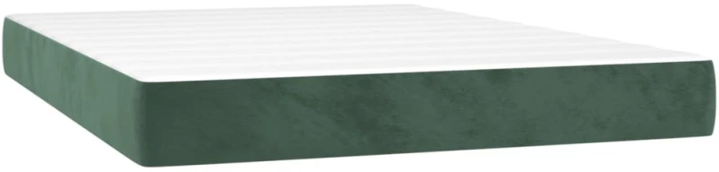 vidaXL Κρεβάτι Boxspring με Στρώμα & LED Σκ. Πράσινο 140x200εκ Βελούδο