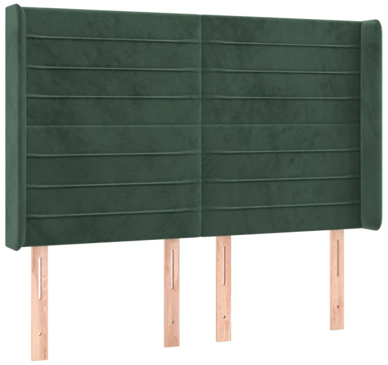 vidaXL Κρεβάτι Boxspring με Στρώμα & LED Σκ. Πράσινο 140x200εκ Βελούδο