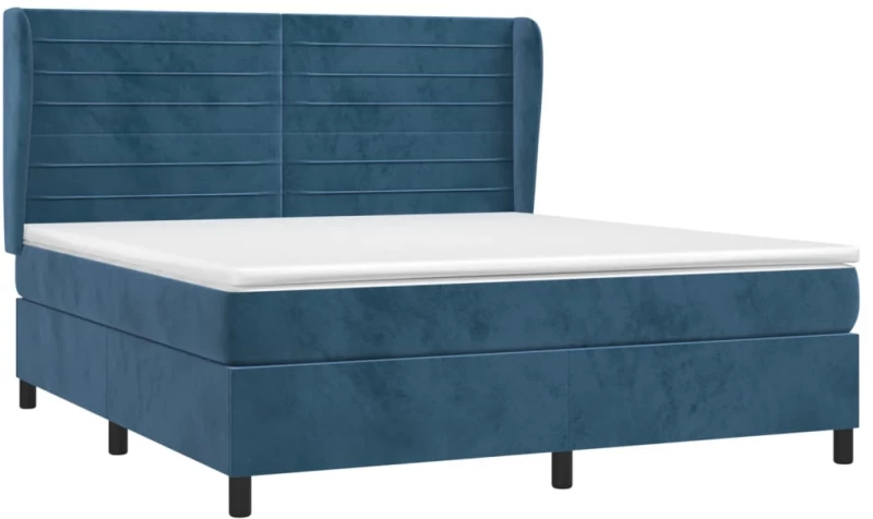 vidaXL Κρεβάτι Boxspring με Στρώμα Σκούρο Μπλε 160x200 εκ. Βελούδινο