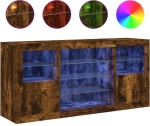 vidaXL Ντουλάπι με LED Καπνιστή Δρυς 142,5x37x67 εκ.