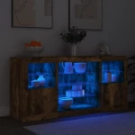 vidaXL Ντουλάπι με LED Καπνιστή Δρυς 142,5x37x67 εκ.