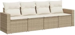 vidaXL Σετ Καναπέ Κήπου 4 τεμ. Μπεζ Συνθετικό Ρατάν με Μαξιλάρια