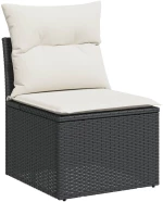 vidaXL Καναπές Σετ 7 Τεμαχίων Μαύρο Συνθετικό Ρατάν με Μαξιλάρια