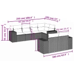 vidaXL Καναπές Σετ 7 Τεμαχίων Μαύρο Συνθετικό Ρατάν με Μαξιλάρια