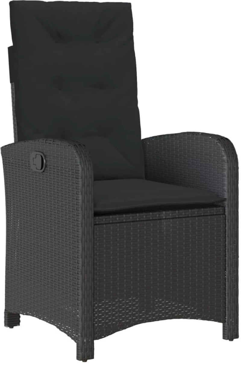 vidaXL Σετ Τραπεζαρίας Κήπου 7 Τεμ. Μαύρο Συνθετικό Ρατάν με Μαξιλάρια