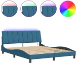vidaXL Πλαίσιο Κρεβατιού με LED Μπλε 200x200 εκ. Βελούδινο