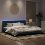 vidaXL Πλαίσιο Κρεβατιού με LED Μπλε 200x200 εκ. Βελούδινο