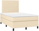 vidaXL Κρεβάτι Boxspring με Στρώμα & LED Κρεμ 120x190 εκ. Υφασμάτινο