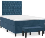 vidaXL Κρεβάτι Boxspring με Στρώμα Σκούρο Μπλε 120x190 εκ. Βελούδινο
