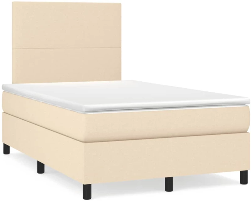 vidaXL Κρεβάτι Boxspring με Στρώμα Κρεμ 120x190 εκ. Υφασμάτινο