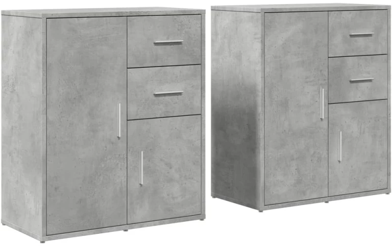 vidaXL Βοηθητικά Ντουλάπια 2 τεμ. Γκρι Σκυρ. 60x31x70εκ Επεξεργ. Ξύλο