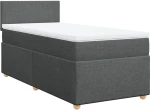 vidaXL Κρεβάτι Boxspring με Στρώμα Σκούρο Γκρι 80x200 εκ. Υφασμάτινο