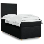 vidaXL Κρεβάτι Boxspring με Στρώμα Μαύρο 90x190 εκ.Υφασμάτινο