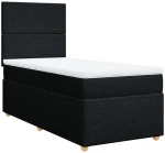 vidaXL Κρεβάτι Boxspring με Στρώμα Μαύρο 90x190 εκ.Υφασμάτινο