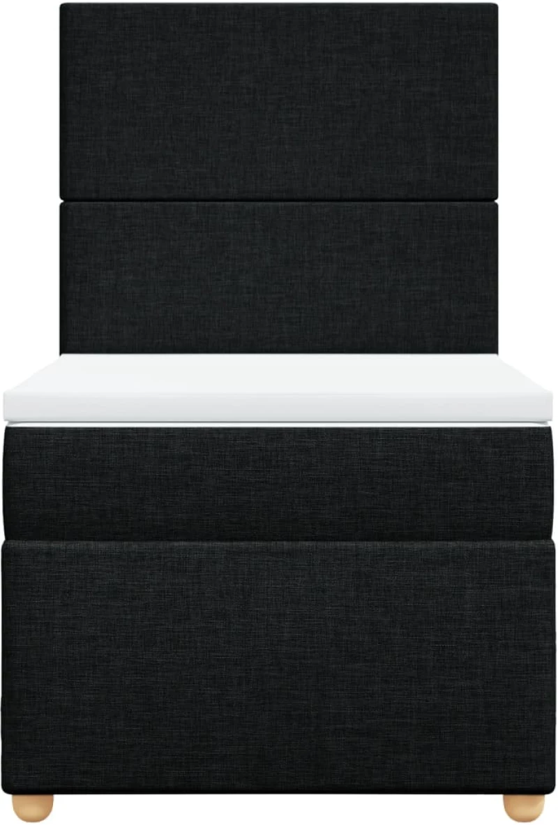 vidaXL Κρεβάτι Boxspring με Στρώμα Μαύρο 90x190 εκ.Υφασμάτινο