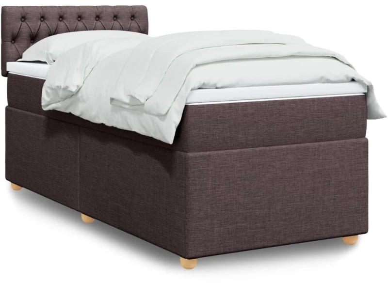 vidaXL Κρεβάτι Boxspring με Στρώμα Σκούρο Καφέ 80x200 εκ. Υφασμάτινο