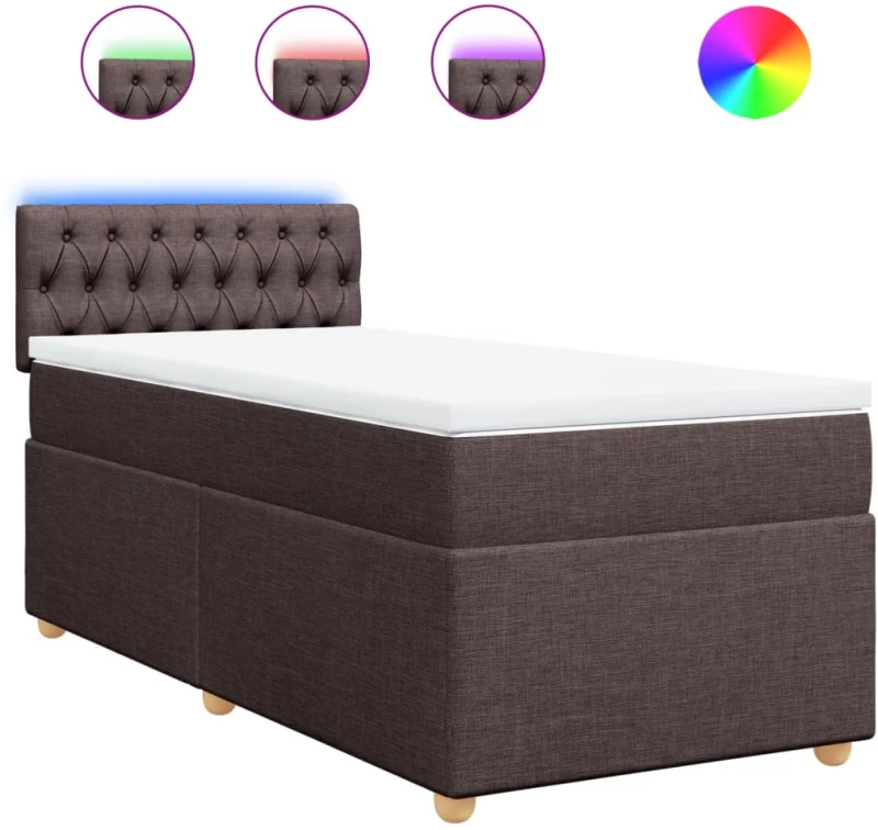 vidaXL Κρεβάτι Boxspring με Στρώμα Σκούρο Καφέ 80x200 εκ. Υφασμάτινο