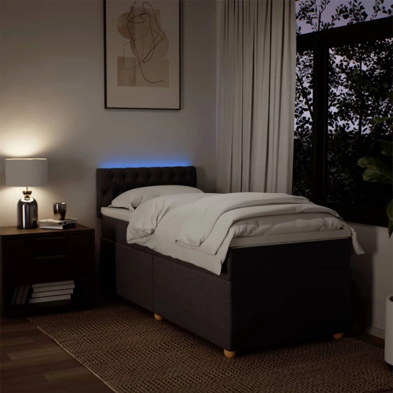 vidaXL Κρεβάτι Boxspring με Στρώμα Σκούρο Καφέ 80x200 εκ. Υφασμάτινο