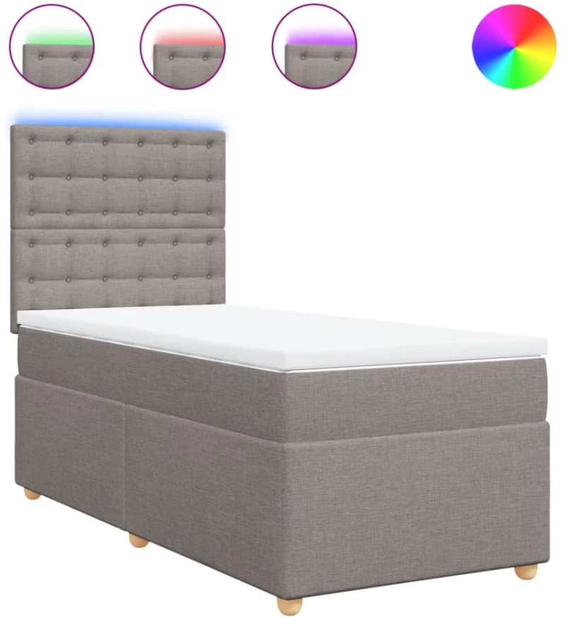 vidaXL Κρεβάτι Boxspring με Στρώμα Taupe 90x190 εκ.Υφασμάτινο