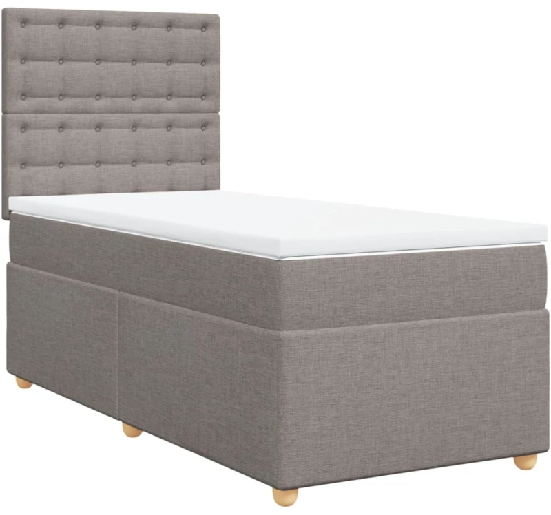 vidaXL Κρεβάτι Boxspring με Στρώμα Taupe 90x190 εκ.Υφασμάτινο