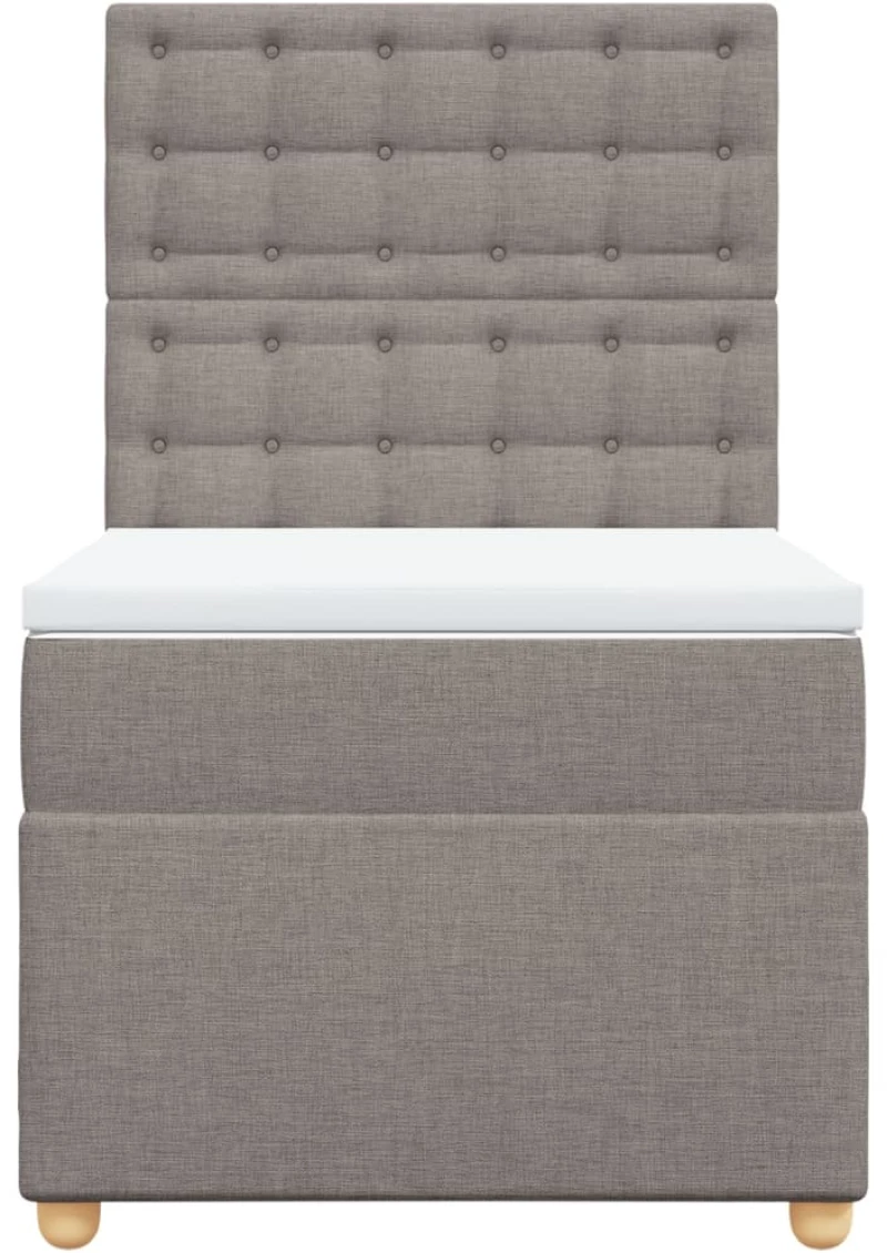 vidaXL Κρεβάτι Boxspring με Στρώμα Taupe 90x190 εκ.Υφασμάτινο