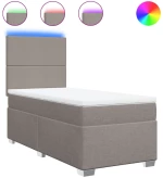 vidaXL Κρεβάτι Boxspring με Στρώμα Taupe 90x200 εκ. Υφασμάτινο