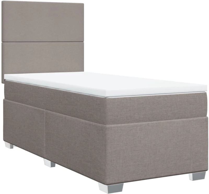 vidaXL Κρεβάτι Boxspring με Στρώμα Taupe 90x200 εκ. Υφασμάτινο