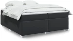 vidaXL Κρεβάτι Boxspring με Στρώμα Μαύρο 200x200 εκ. Συνθετικό Δέρμα
