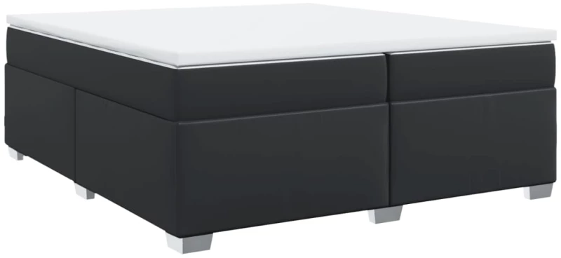 vidaXL Κρεβάτι Boxspring με Στρώμα Μαύρο 200x200 εκ. Συνθετικό Δέρμα