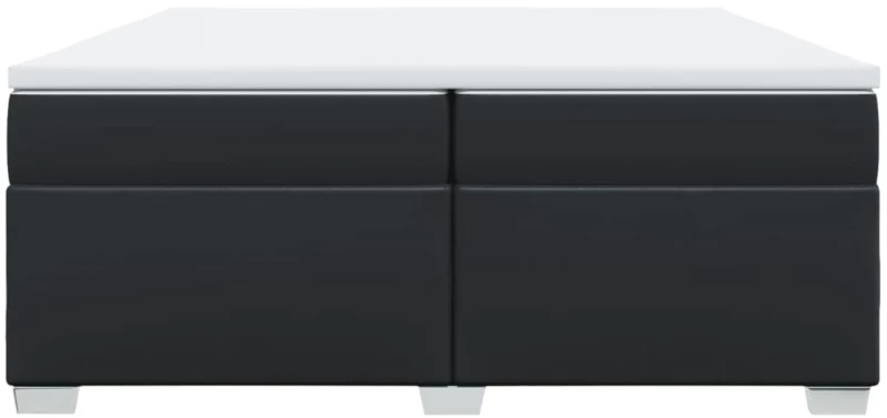 vidaXL Κρεβάτι Boxspring με Στρώμα Μαύρο 200x200 εκ. Συνθετικό Δέρμα