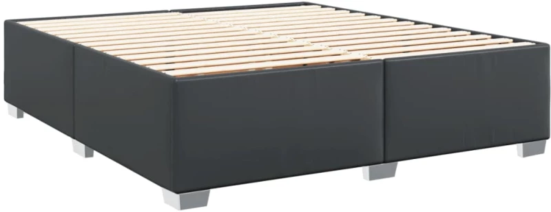 vidaXL Κρεβάτι Boxspring με Στρώμα Μαύρο 200x200 εκ. Συνθετικό Δέρμα