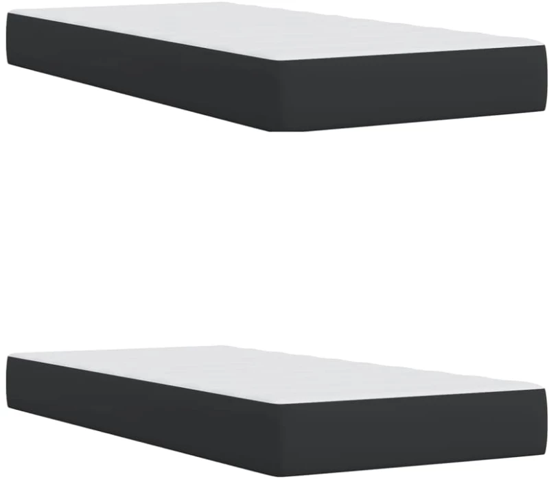 vidaXL Κρεβάτι Boxspring με Στρώμα Μαύρο 200x200 εκ. Συνθετικό Δέρμα