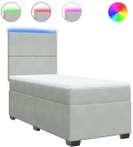 vidaXL Κρεβάτι Boxspring με Στρώμα Ανοιχτό Γκρι 100x200 εκ. Βελούδινο